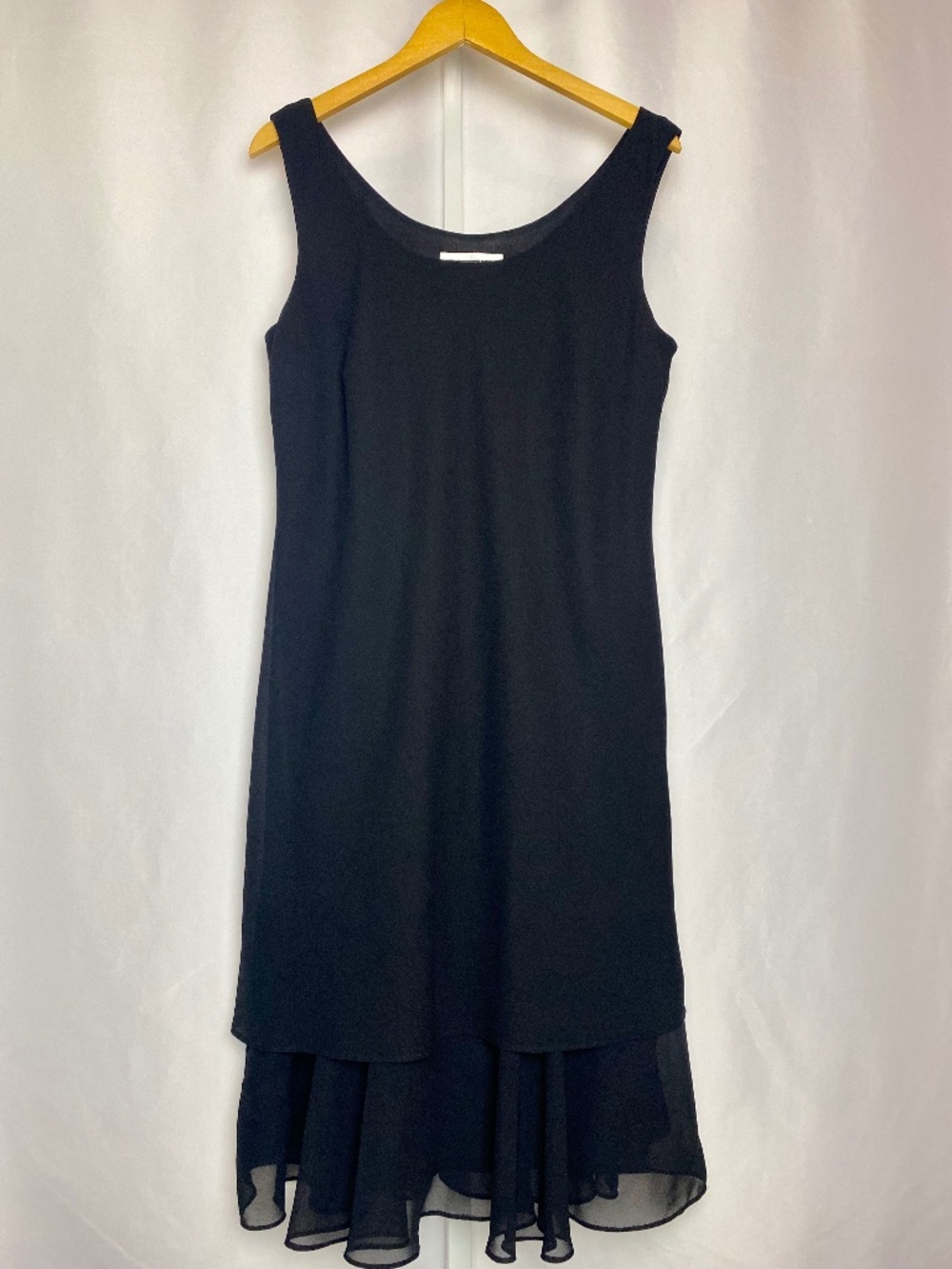 Dana Kay Womenʻs Black Scoop Neck Sleeveless Layered Chiffon Midi Dress 16